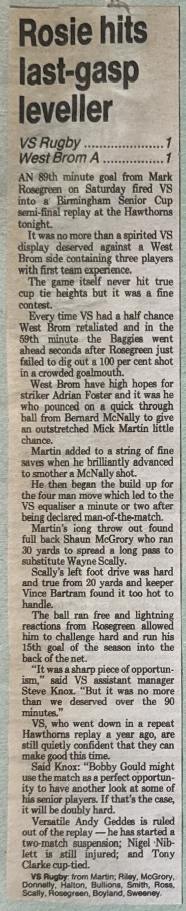 Rosie hits last-gasp leveller